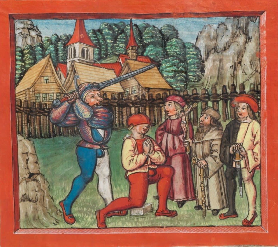 Der Zürcher Scharfrichter enthauptet 1500 einen Verräter © Diebold Schilling, Luzerner Chronik, S. 421
